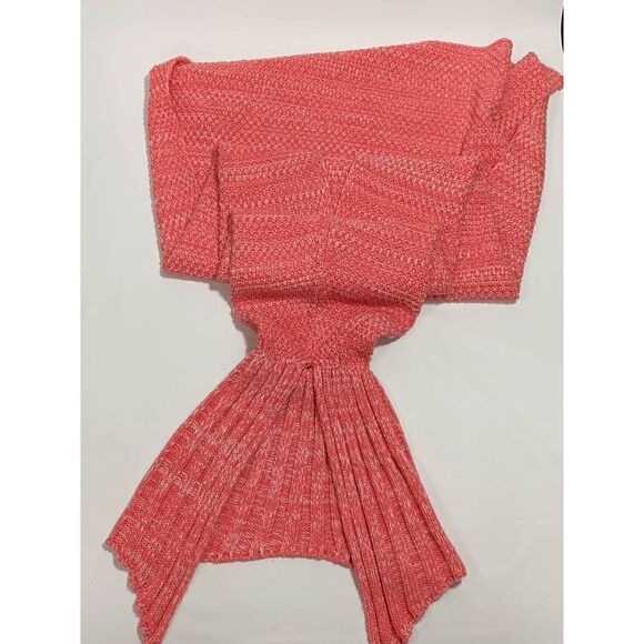 Mermaid Blanket Knitted Comfort Soft Blush Pink - Picture 2 of 3